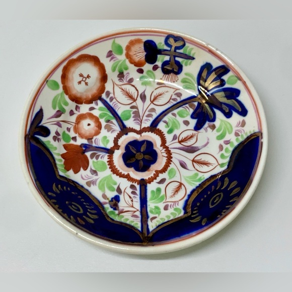 19th Century Gaudy Welsh Sunflower Pattern Miniature Luster Child’s Plate - Picture 7 of 15